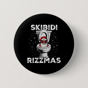 Skibidi Rizzmas Funny Toilet Santa White Elephant 6 Cm Round Badge