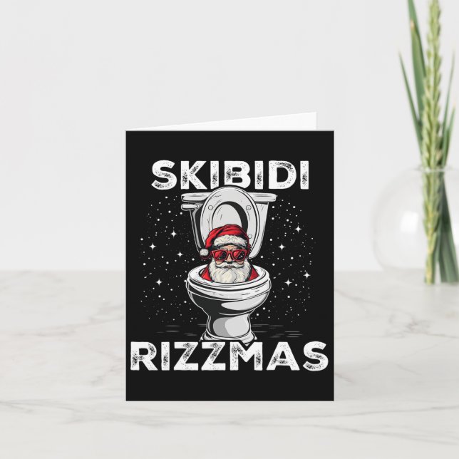 Skibidi Rizzmas Funny Toilet Santa White Elephant  Card (Front)