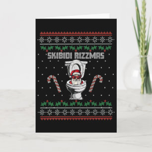 Skibidi Rizzmas Funny Toilet Santa White Elephant  Card