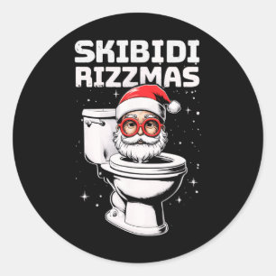 Skibidi Rizzmas Funny Toilet Santa White Elephant Classic Round Sticker