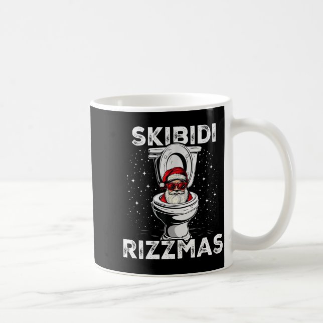 Skibidi Rizzmas Funny Toilet Santa White Elephant  Coffee Mug (Right)