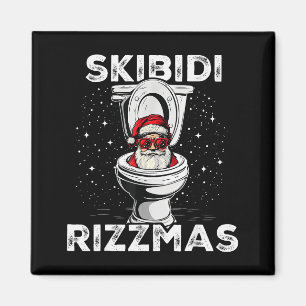 Skibidi Rizzmas Funny Toilet Santa White Elephant Magnet