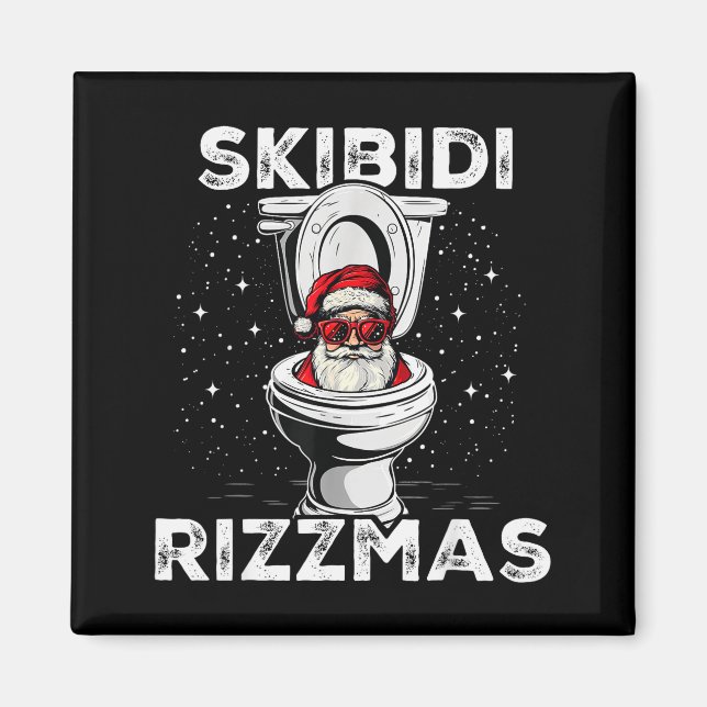 Skibidi Rizzmas Funny Toilet Santa White Elephant  Magnet (Front)