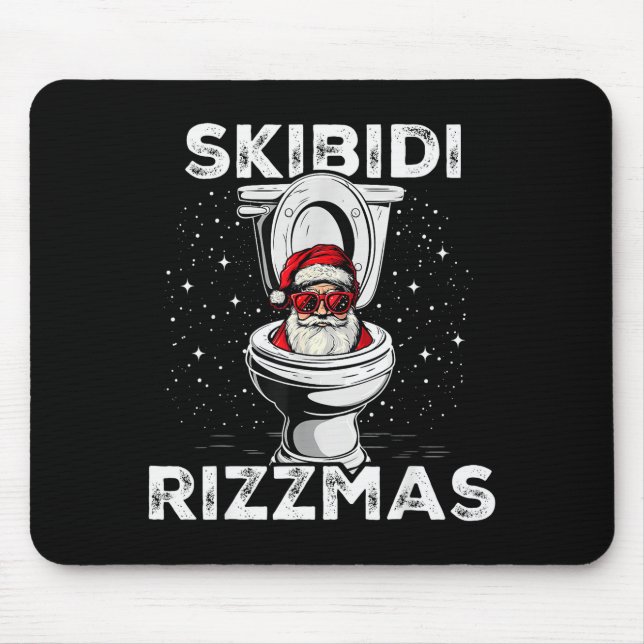 Skibidi Rizzmas Funny Toilet Santa White Elephant  Mouse Mat (Front)