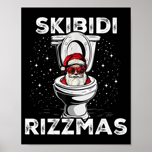 Skibidi Rizzmas Funny Toilet Santa White Elephant  Poster (Front)