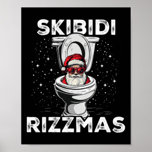 Skibidi Rizzmas Funny Toilet Santa White Elephant  Poster