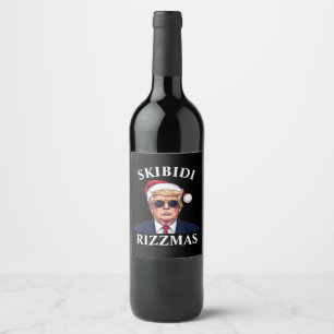 Skibidi Rizzmas Make Christmas Great Again Xmas Wine Label