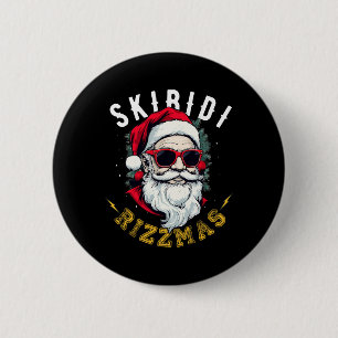 Skibidi Rizzmas Retro Santa Hat Cool Christmas Gra 6 Cm Round Badge