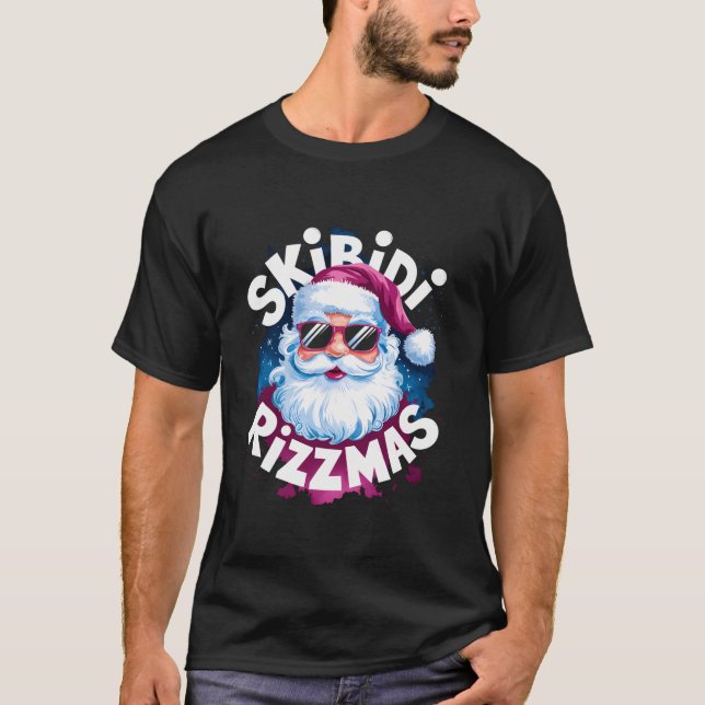 Skibidi Rizzmas Santa Claus Christmas Rizz Cool Bo T-Shirt (Front)