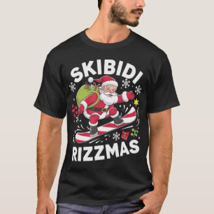 Skibidi Rizzmas Santa Clause Skating Board Rizz T-Shirt