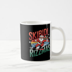 Skibidi Rizzmas Santa Funny Snowboarding Holiday Coffee Mug