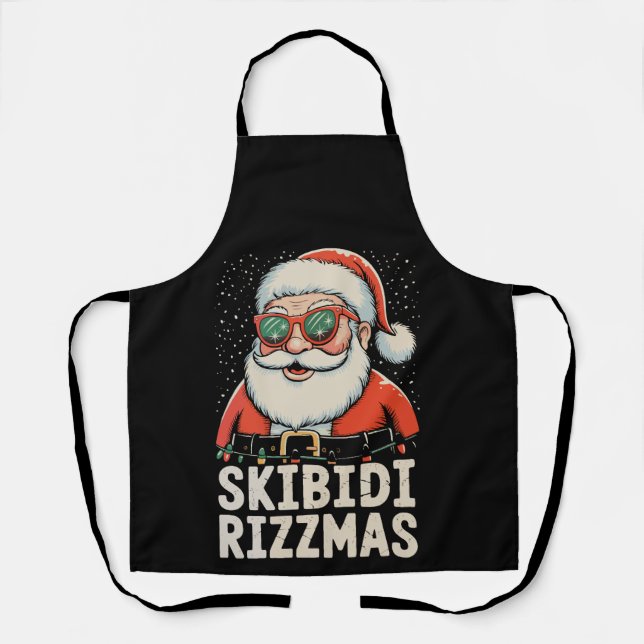 Skibidi Rizzmas Santa Rizz Christmas Xmas Holiday Apron (Front)
