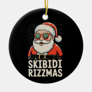 Skibidi Rizzmas Santa Rizz Christmas Xmas Holiday Ceramic Tree Decoration
