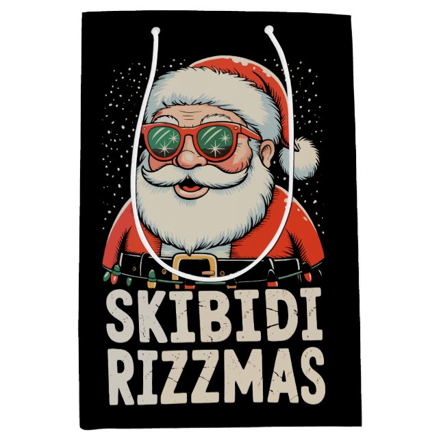 Skibidi Rizzmas Santa Rizz Christmas Xmas Holiday Medium Gift Bag (Front)
