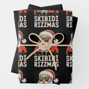 Skibidi Rizzmas Santa Rizz Christmas Xmas Holiday Wrapping Paper Sheet