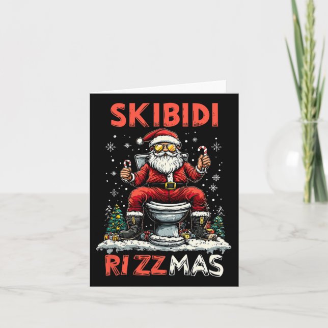Skibidi Rizzmas Santa Toilet Funny Christmas  Card (Front)
