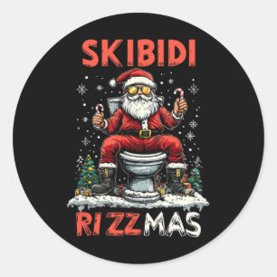 Skibidi Rizzmas Santa Toilet Funny Christmas Classic Round Sticker