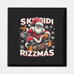 Skibidi Rizzmas Skater Santa Xmas Skibidi Rizzmas Magnet