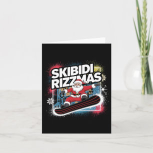Skibidi Rizzmas Snowboarding Santa Funny Xmas Chri Card