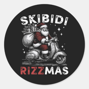 Skibidi Rizzmas Vintage Merry Christmas Santa Sigm Classic Round Sticker