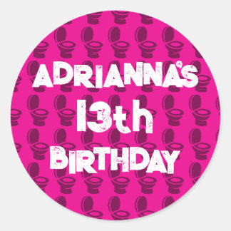 Skibidi Toilet Pink Birthday Party Classic Round Sticker