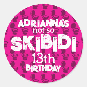 Skibidi Toilet Pink Birthday Party Classic Round Sticker