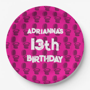 Skibidi Toilet Pink Birthday Party Paper Plate