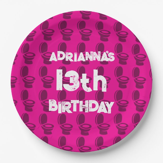 Skibidi Toilet Pink Birthday Party Paper Plate (Front)