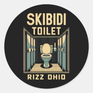 Skibidi Toilet Rizz Ohio Funny Meme Retro Vintage Classic Round Sticker