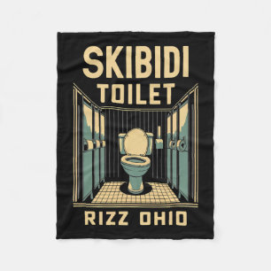 Skibidi Toilet Rizz Ohio Funny Meme Retro Vintage  Fleece Blanket