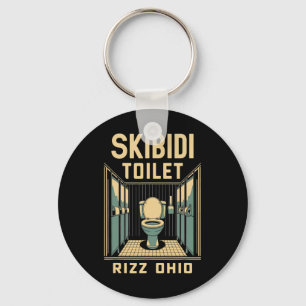 Skibidi Toilet Rizz Ohio Funny Meme Retro Vintage Key Ring
