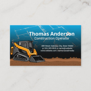 Skid Steer Construction Blue Prints Business Card