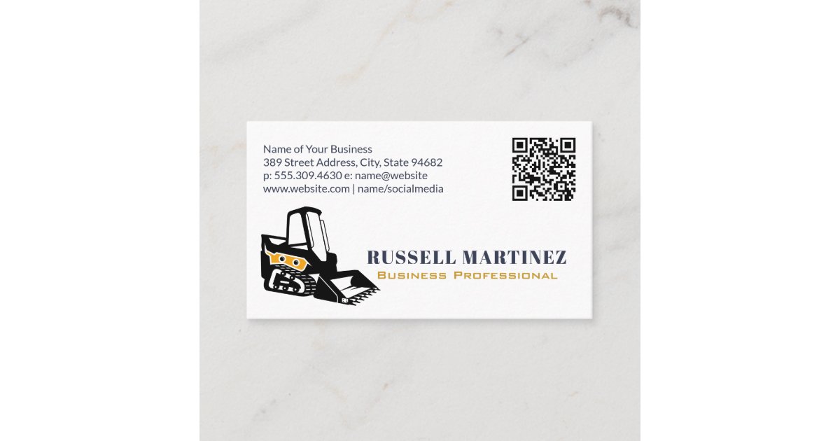 Skid Steer Construction | QR Code Business Card | Zazzle