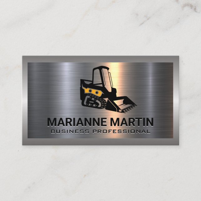 Skid Steer | Construction Vehicle | Metallic Business Card (Front)
