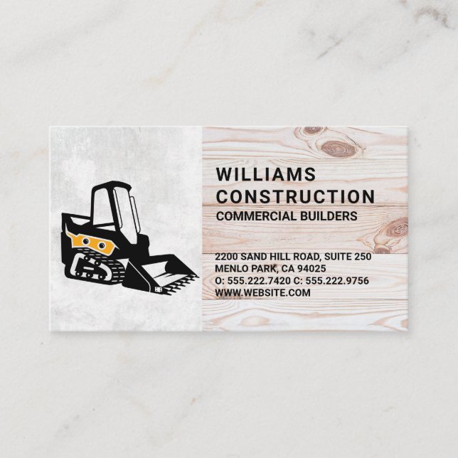 Skid Steer Construction Vehicle | Wood Business Card (Front)