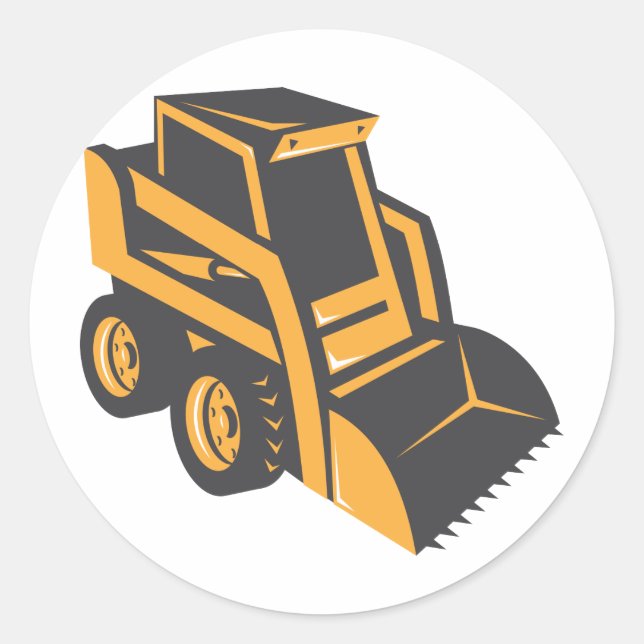 skid steer digger truck classic round sticker (Front)