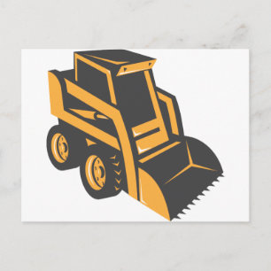 skid steer digger truck postcard