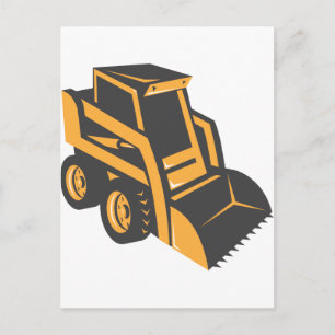 skid steer digger truck postcard