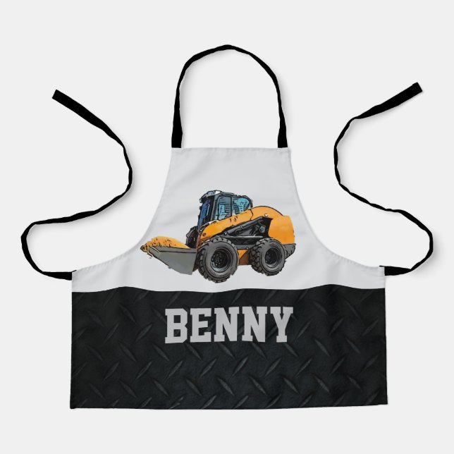 Skid Steer Heavy Equipment Operator Name Cool Farm Apron (Front)