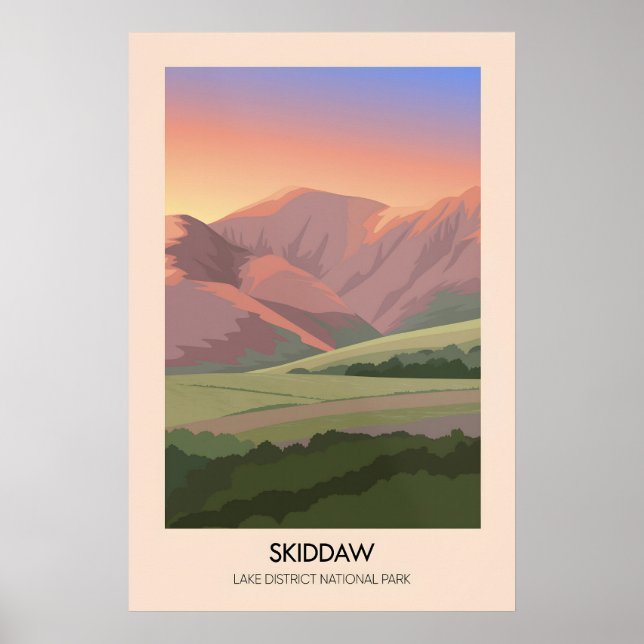 Skiddaw Lake District Travel Poster (Front)