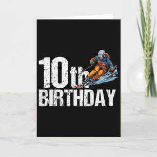 Skier 10th Birthday Ski Boy Girl 10th Birthday Ski Card