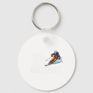 Skier 10th Birthday Ski Boy Girl 10th Birthday Ski Key Ring