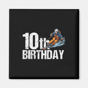 Skier 10th Birthday Ski Boy Girl 10th Birthday Ski Magnet