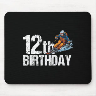 Skier 12th Birthday Ski Boy Girl 12th Birthday Ski Mouse Mat
