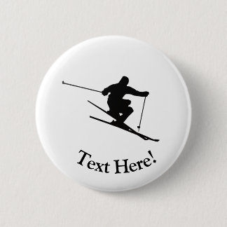 Skier 6 Cm Round Badge