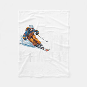 Skier 9th Birthday Ski Boy Girl 9th Birthday Skiin Fleece Blanket