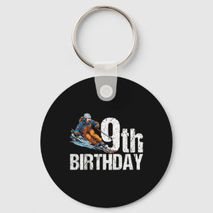 Skier 9th Birthday Ski Boy Girl 9th Birthday Skiin Key Ring