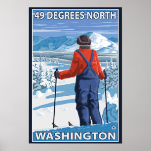 Skier Admiring - 49 Degrees North, Washington Poster