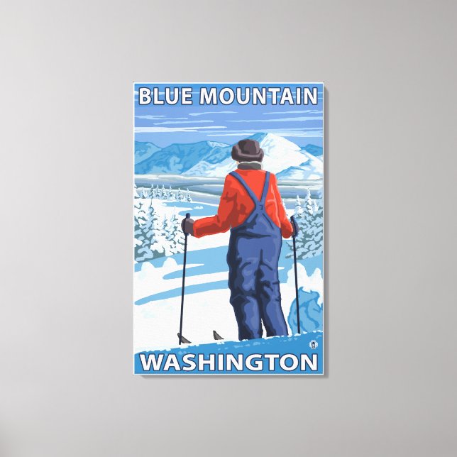 Skier Admiring - Blue Mountain, Washington Canvas Print (Front)
