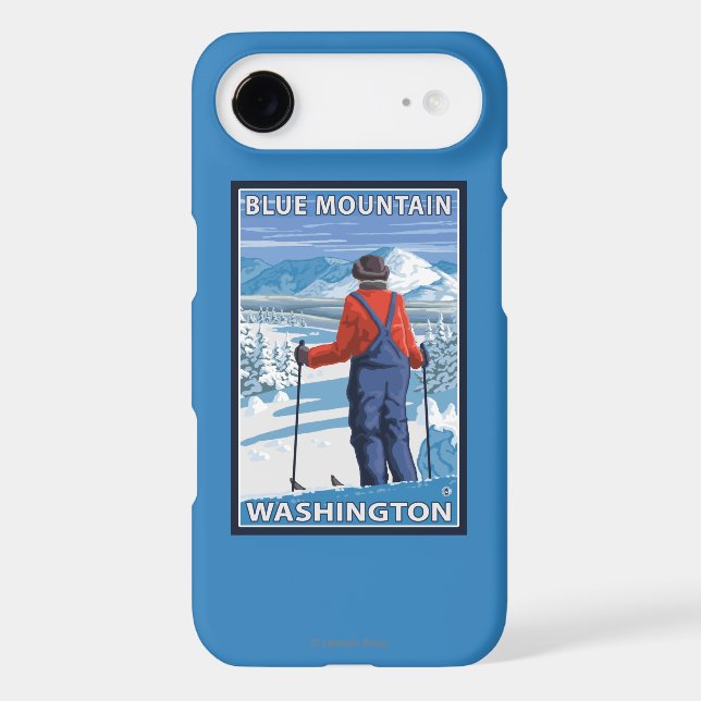 Skier Admiring - Blue Mountain, Washington Case-Mate iPhone Case (Back)